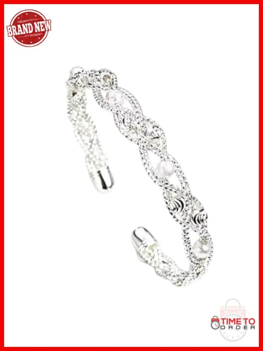 Sterling Silver Adjustable Open Cuff Stackable Bracelet